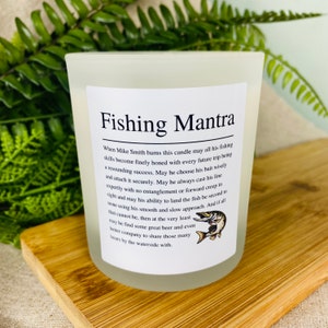Funny Fishing Positive Affirmation Candle | Personalised Fishing Gift | Gift for Fishermen - Frosted Glass Jar