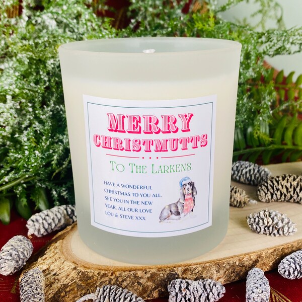 Personalised Christmas Candle Gift | Basset Hound Xmas Present | Dog Lover Gift | Xmas Home Decoration Candle - Frosted Glass Jar
