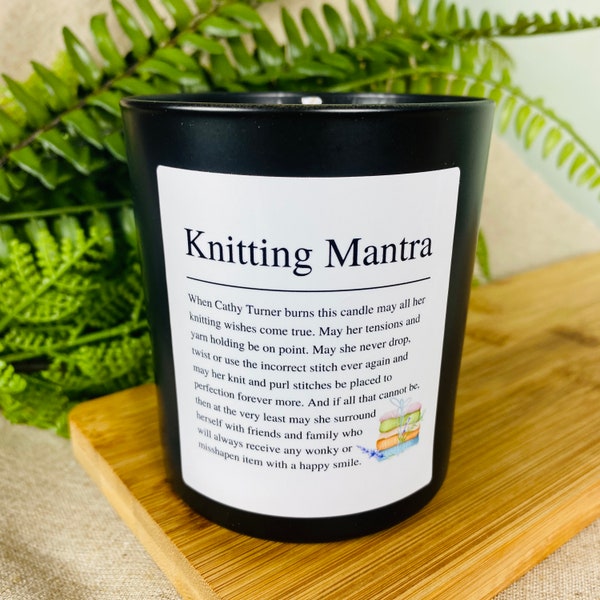 Funny Knitting Positive Affirmation Candle | Personalised Knitting Gift | Gift for Knitters - Matt Black Glass Jar