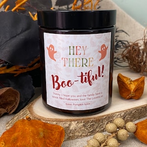 Halloween Hey There Boo-tiful Candle | Personalised | Halloween Decoration | Pumpkin Spice | Soy Wax (No Paraffin)