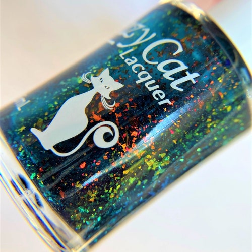 Band Camp Nail Polish Teal Jelly Holographic Sparkle Etsy