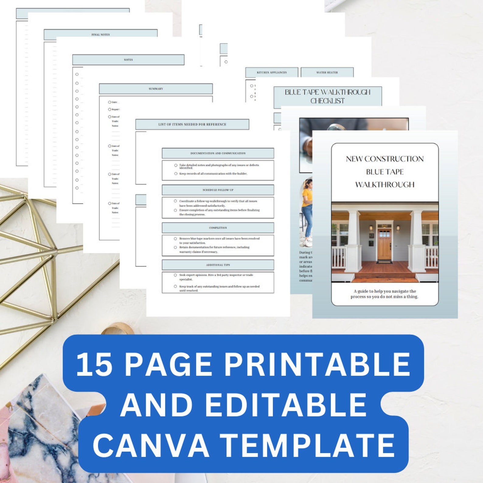Blue Tape Checklist.pdf Blue Tape New Construction Walkthrough Checklist Guide - Canva Editable ...