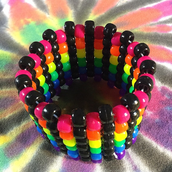 Neon Rainbow Scenecore Kandi Cuff Sweden
