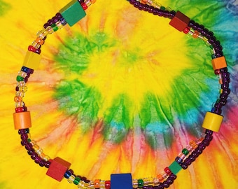 Purple Rainbow Kidcore Kandi Necklace