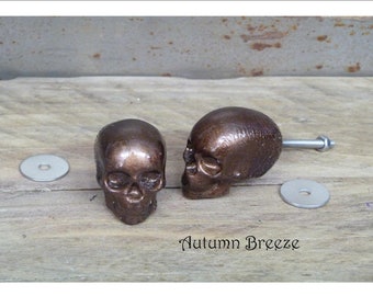 Brown Skull Knobs, Resin Skull Drawer pulls