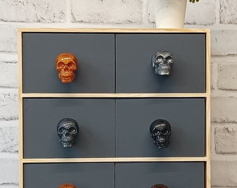 Skull Knobs, Medium Skull Drawer Pulls, Black Skull Knobs