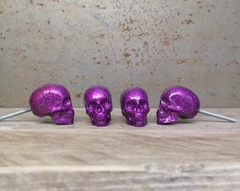 Glitter Skull Drawer Pulls: Hand Cast Resin Knobs