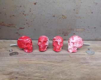 Marble Effect Jesmonite Skull Knobs: Gothic Cabinet Pulls