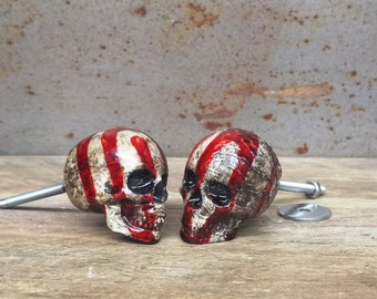 Blood Drip Skull Knobs, Natural effect Skull Drawer Pulls