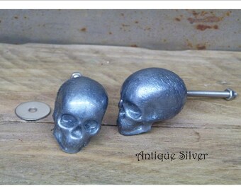 Silver Skull Knobs, Resin Skull Drawer pulls