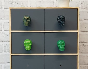 Green Resin Skull Drawer Pulls: Gothic Home Decor