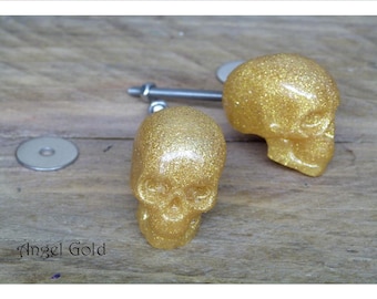 Gold Skull Knobs, Resin Skull Drawer pulls