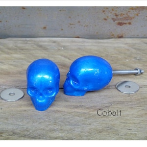 Perillas de calavera azul, tiradores de cajón de calavera de resina