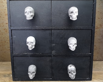 Black Marble Effect Skull Drawer Pulls: Gothic Cabinet Knobs