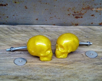 Yellow Skull Knobs, Resin Skull Drawer pulls