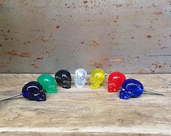 Hand Cast Resin Skull Knobs: Translucent Gothic Decor