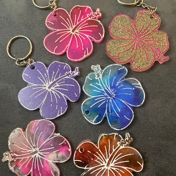 Hibiscus keychain