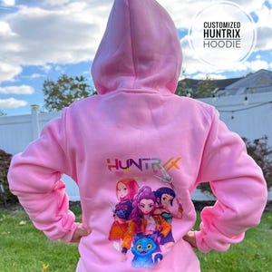 Personalized Pink Kpop Demon Hunters Kids Girls Toddler Shirt Hoodie Sweatshirt Huntrix KPDH Rumi Zoey Mira Huntrx Birthday Christmas Gift