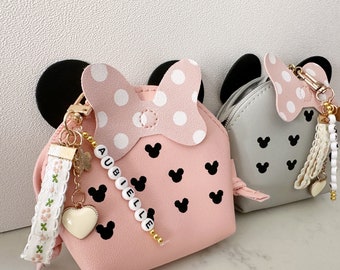 Girls Minnie Mickey Mouse Disney Personalized Name Handbag First Purse Toddlers Kids Babies Birthday Gift Graduation Basket