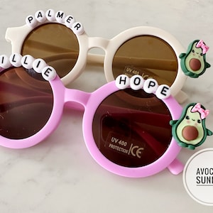 Toddler Birthday Gift Personalized Name Sunglasses Avocado Babies Gift With Leather Case Baby Shower