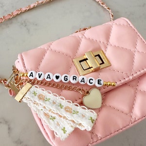 Toddler Girls Personalized Quilted Handbag Crossbody First Purse Kids Baby Birthday Flower Girl Graduation Luxury Designer Bag Easter Gift