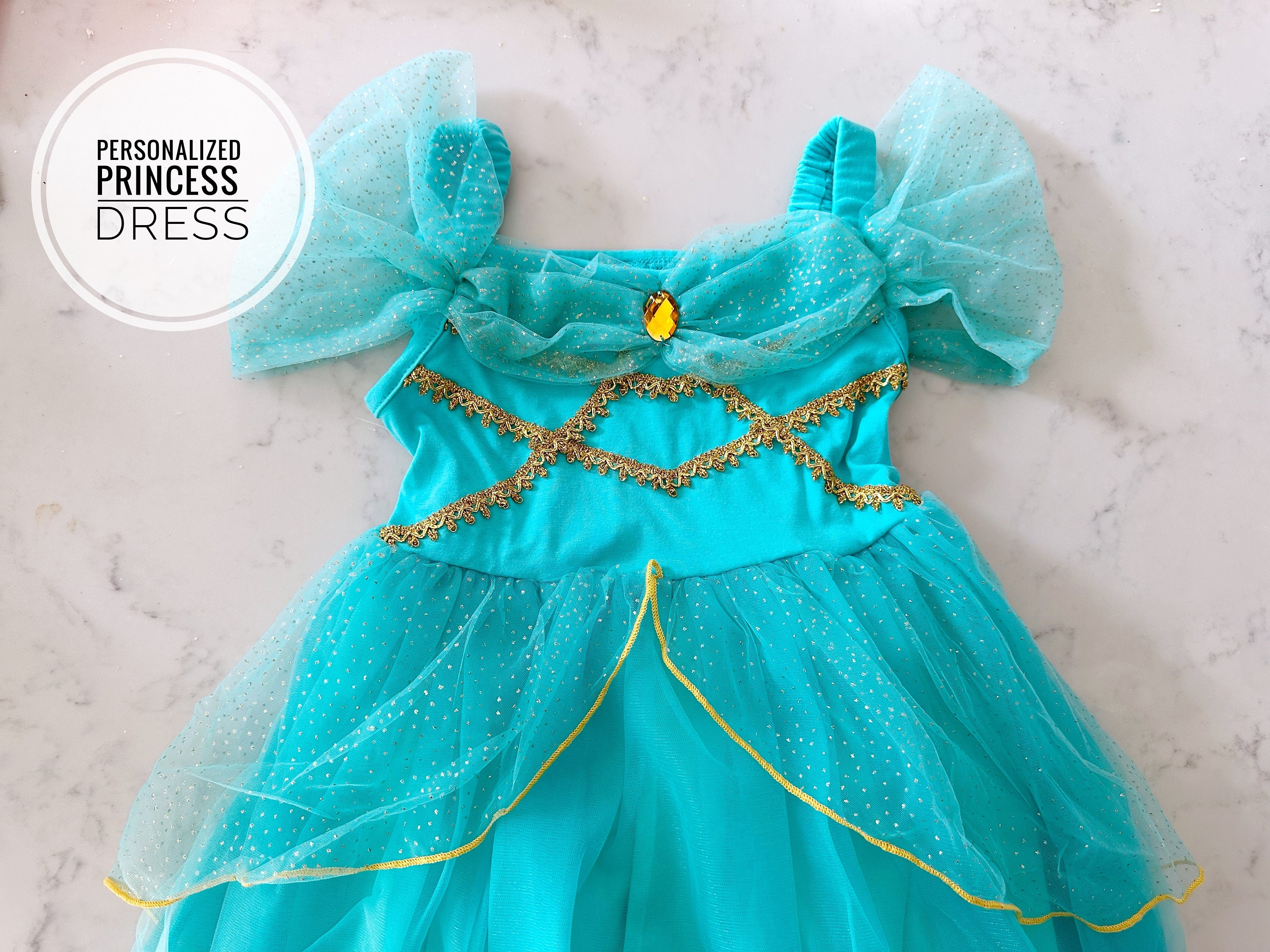 jasmine princess kids dress Disney Jasmine Aladdin Girls Tulle Cotton Halloween Costume Princess Dress 5/6