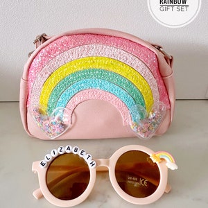 Bolso de mano personalizado para niñas pequeñas con diseño de unicornio brillante y purpurina de arcoíris, bolso cruzado, canasta de regalo para cumpleaños de niñas y niñas de las flores, regalo de Navidad