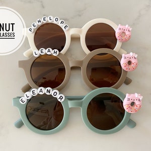 Donut Kitty Kawaii Dessert Girls Personalized Name Sunglasses Toddlers Kids Babies Gift With Case