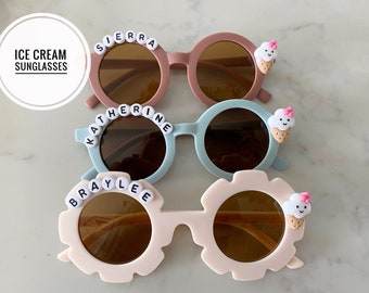 Girls Candy Dessert Ice Cream Fruits and Flowers Personalized Name Sunglasses Shades Toddlers Kids Babies Gift