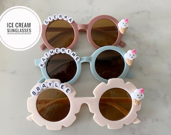 Girls Candy Dessert Ice Cream Fruits and Flowers Personalized Name Sunglasses Shades Toddlers Kids Babies Gift