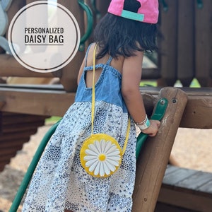 Girls Personalized Name Handbag Daisy Flower First Purse School Bag Toddlers Kids Babies Spring Birthday Gift