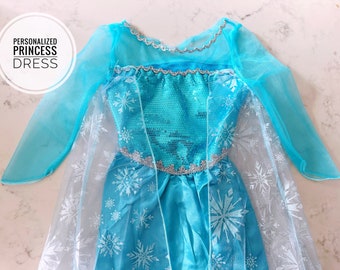 Toddler Girls Princess Dress Elsa Frozen Inspired Ice Queen Magical Birthday Party Costume Set Sparkly Glitter Tutu