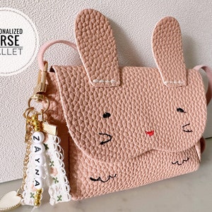 Baby First Purse Personalized Name Bunny Wallet Handbag 1st Birthday Gift Toddler Girls Crossbody  Easter Gift