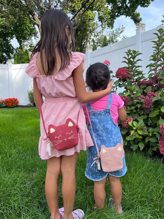 Toddler Girls Personalized Suede Cat Kitty Handbag First Purse