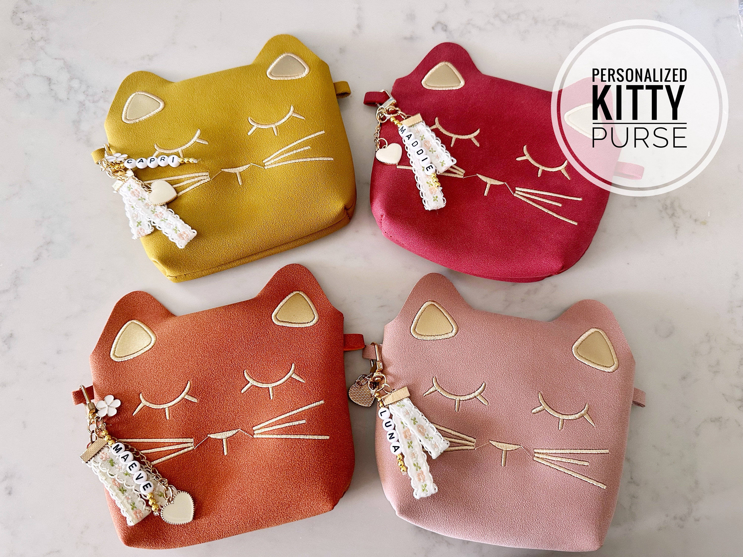 Kawaii Kitty Crossbody Bag with Ribbon Bowknot Wallet Coin Purse Pouch  Kitty Cat Purse Accessories for Women