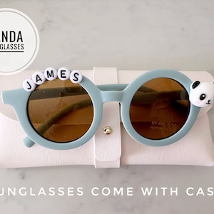 Boys Girls Kids Panda Personalized Name Sunglasses Toddlers Babies Gift With Leather Case Easter Basket Birthday Party Favors