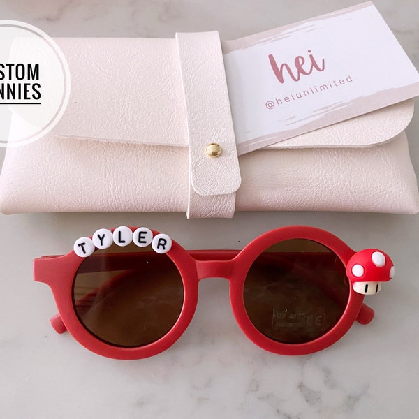 Boys Personalized Sunglasses First Birthday Gift Super Mario Toad Mushroom Toddler Baby Custom