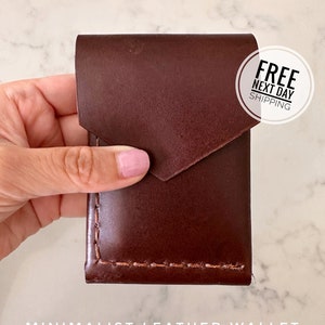 El mejor regalo para el Día del Padre: billetera delgada de cuero personalizada para hombre, porta tarjetas, billetera compacta y delgada con clip, regalo minimalista de aniversario, regalo para papá.