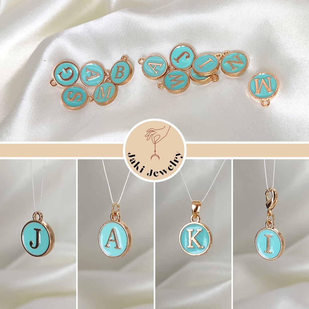 Enamel Letters Charm Pendant - Mint Green - Etsy