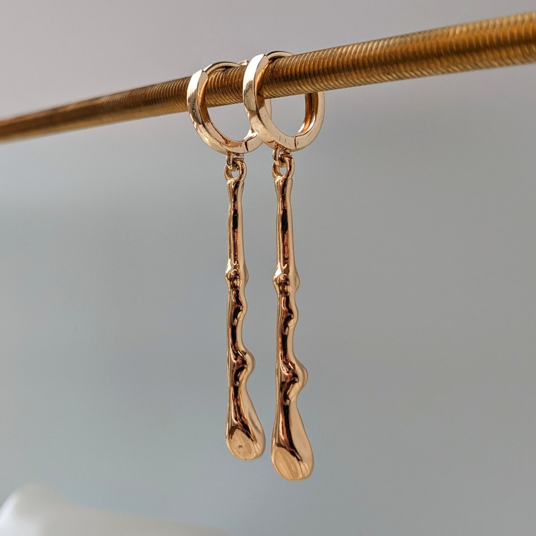 Drop Sterling Silver Earrings plated in 18K Gold main image 1