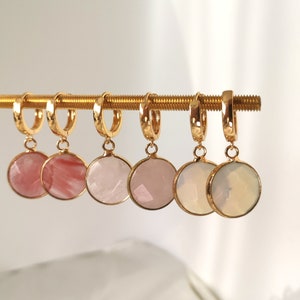 Light stone earrings 18k gold plated with natural stone pendant