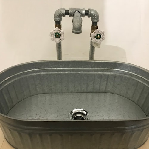 Galvanized Sink Square Bucket/tub Rustic Farmhouse Vessel Etsy