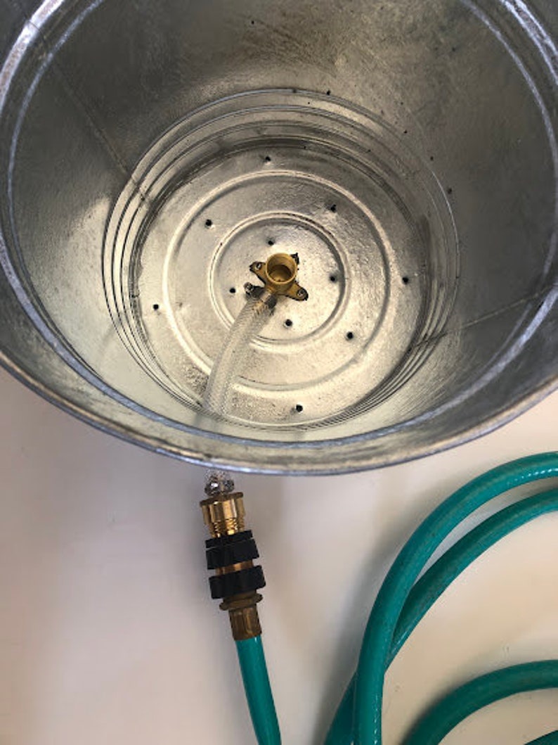 1/2 Barrel Galvanized Sink & Flower Pot / Watering Can Garden Etsy