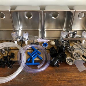4 Large Size Portable 4-Basin Concession Sink Kit, Faucets, Drains, Plumbing