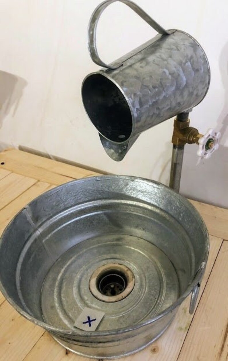 Sink & Faucet Galvanize Bucket With Jug Faucet SINK DRAIN Etsy