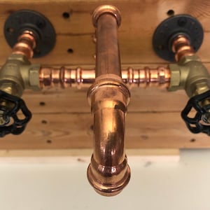 Wall Mount Copper Faucet  (Unlaquered) with Swivel Neck and Brass Valves (8&quot; Centerset UPON REQUEST)