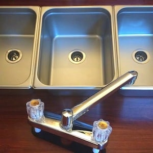 Portable Sink Kit 3 Compartment Large Mobile NSF Sink Basins W/Drains and Faucets