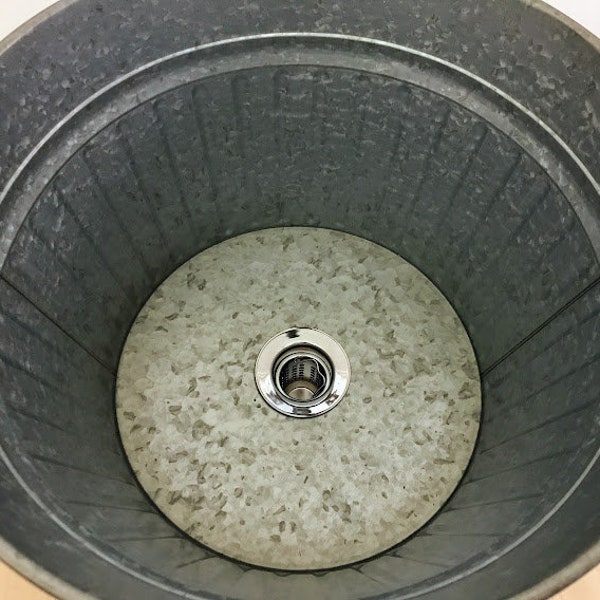 Galvanized Bucket Rustic Farmhouse Round Bucket Vessel/Laundry Sink, Drain & Optional Faucet