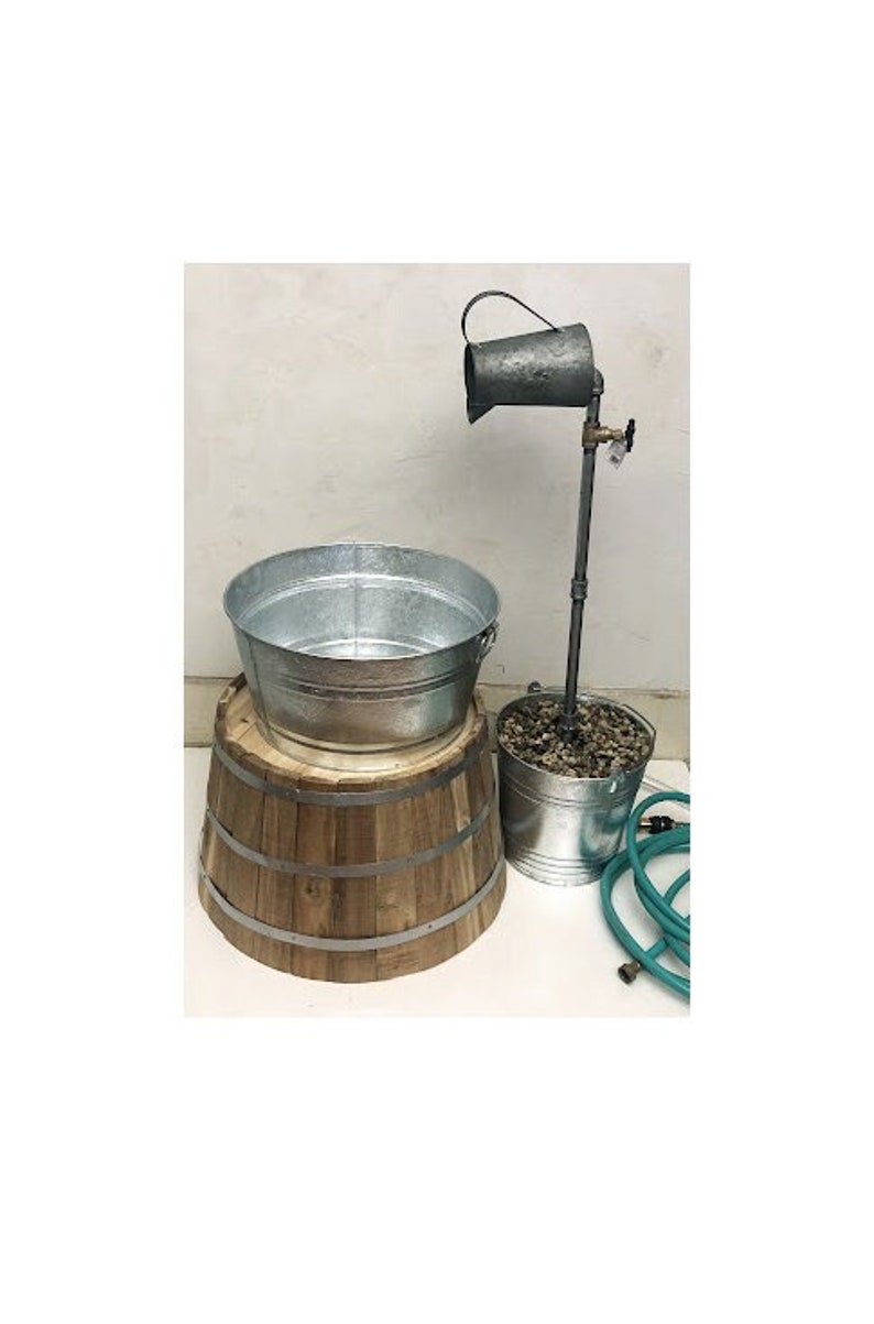 1/2 Barrel Galvanized Sink & Flower Pot / Watering Can Garden Etsy