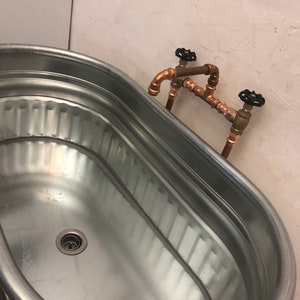 Stock Tank SINK or SMALL BATHTUB Farmhouse Rustic Measures ( 35" L 18" W 12" H) Drain and Choice of Faucet.